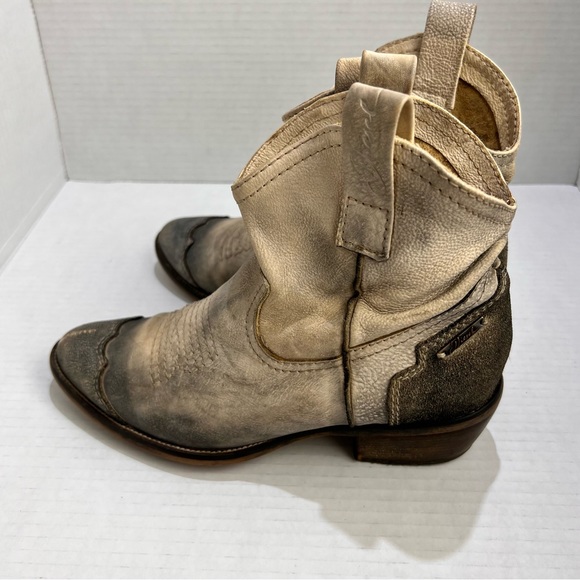 Diesel Booties Womens Leather Western Stacked Heel Distressed Boho - Picture 5 of 16